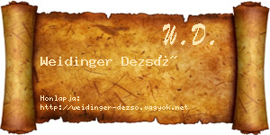 Weidinger Dezső névjegykártya